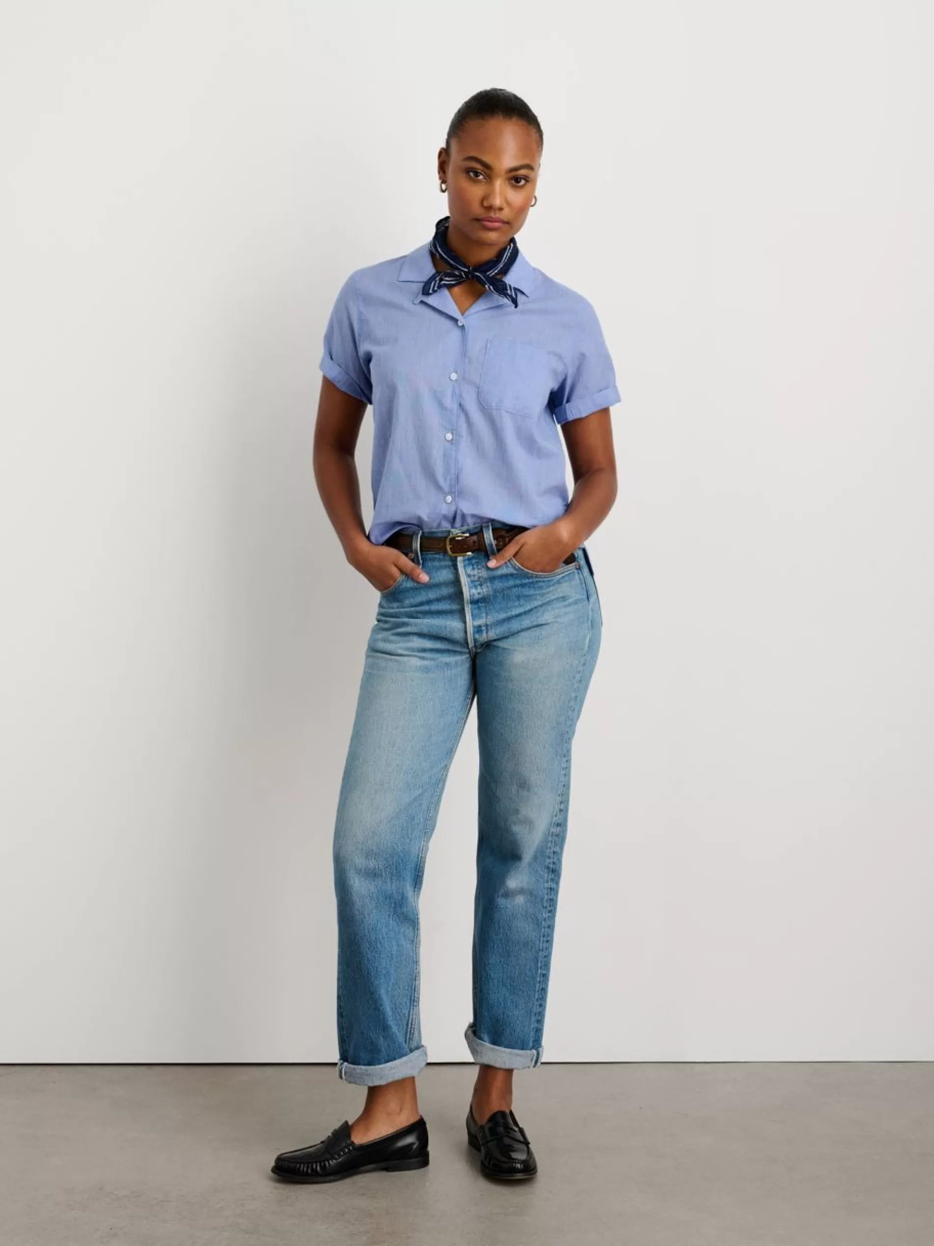 Alex Mill Maddie Camp Shirt In Cotton Voile Leaf Outlet
