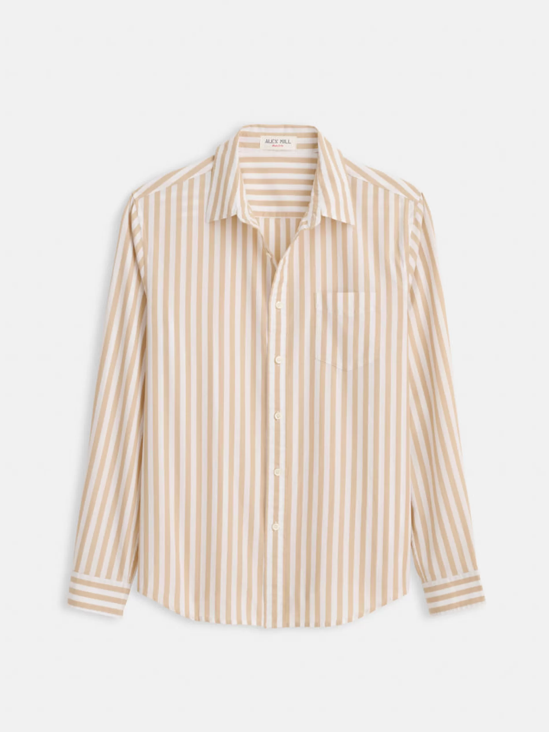 Alex Mill Mill Shirt In Wide Striped Portuguese Poplin Khaki/White Store