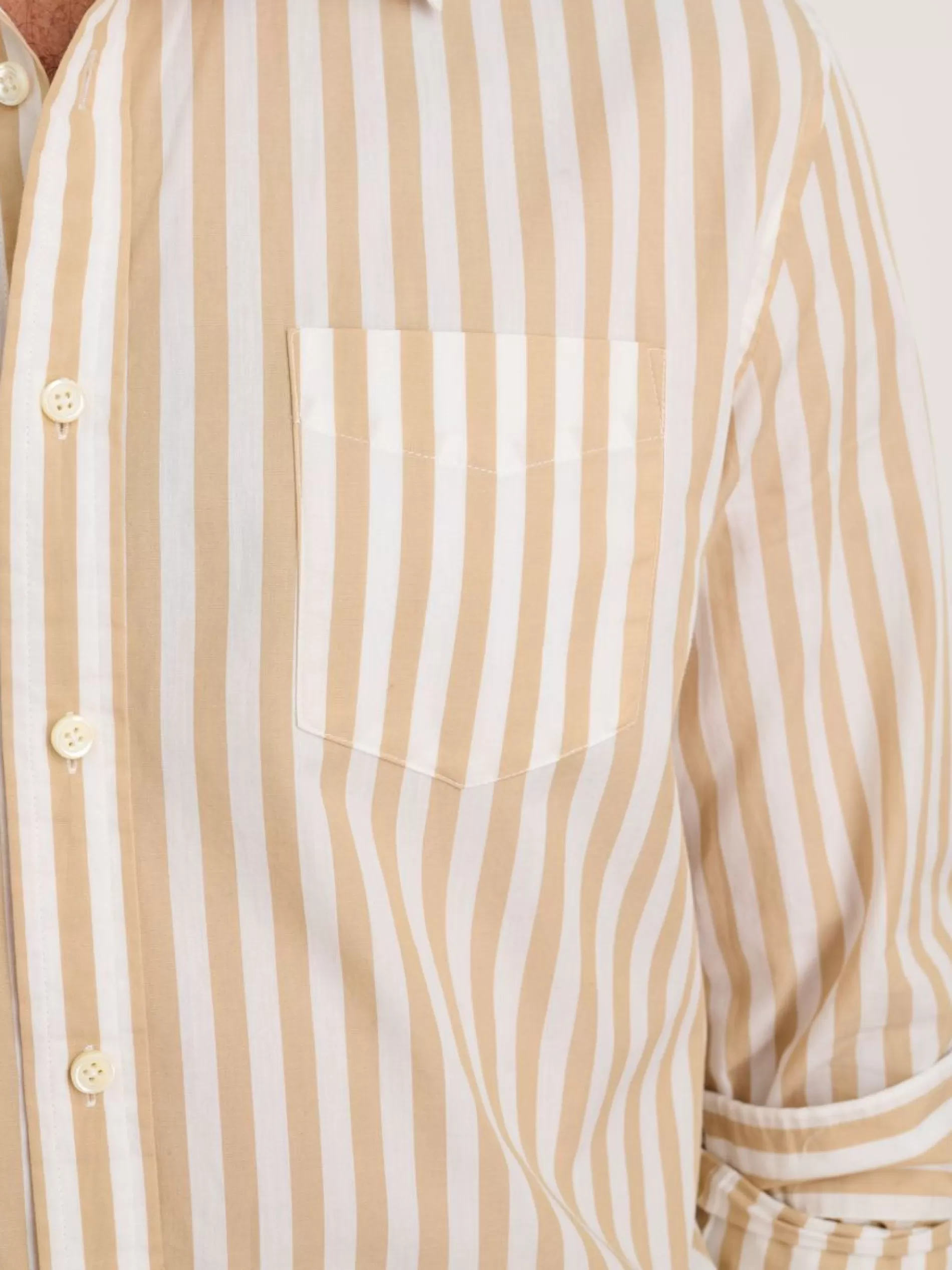 Alex Mill Mill Shirt In Wide Striped Portuguese Poplin Khaki/White Store
