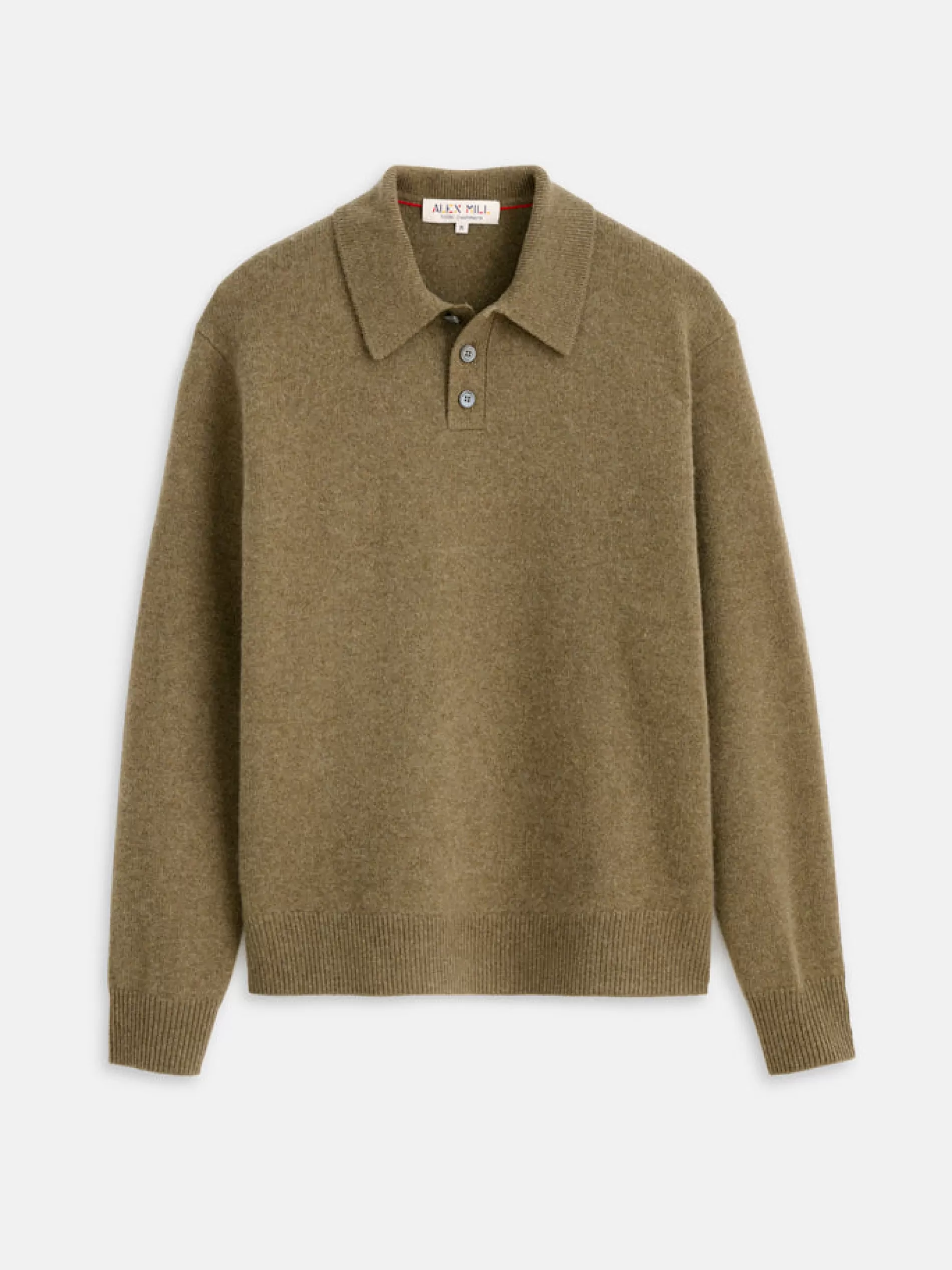 Alex Mill Polo Sweater In Washed Cashmere Heather Olive Outlet