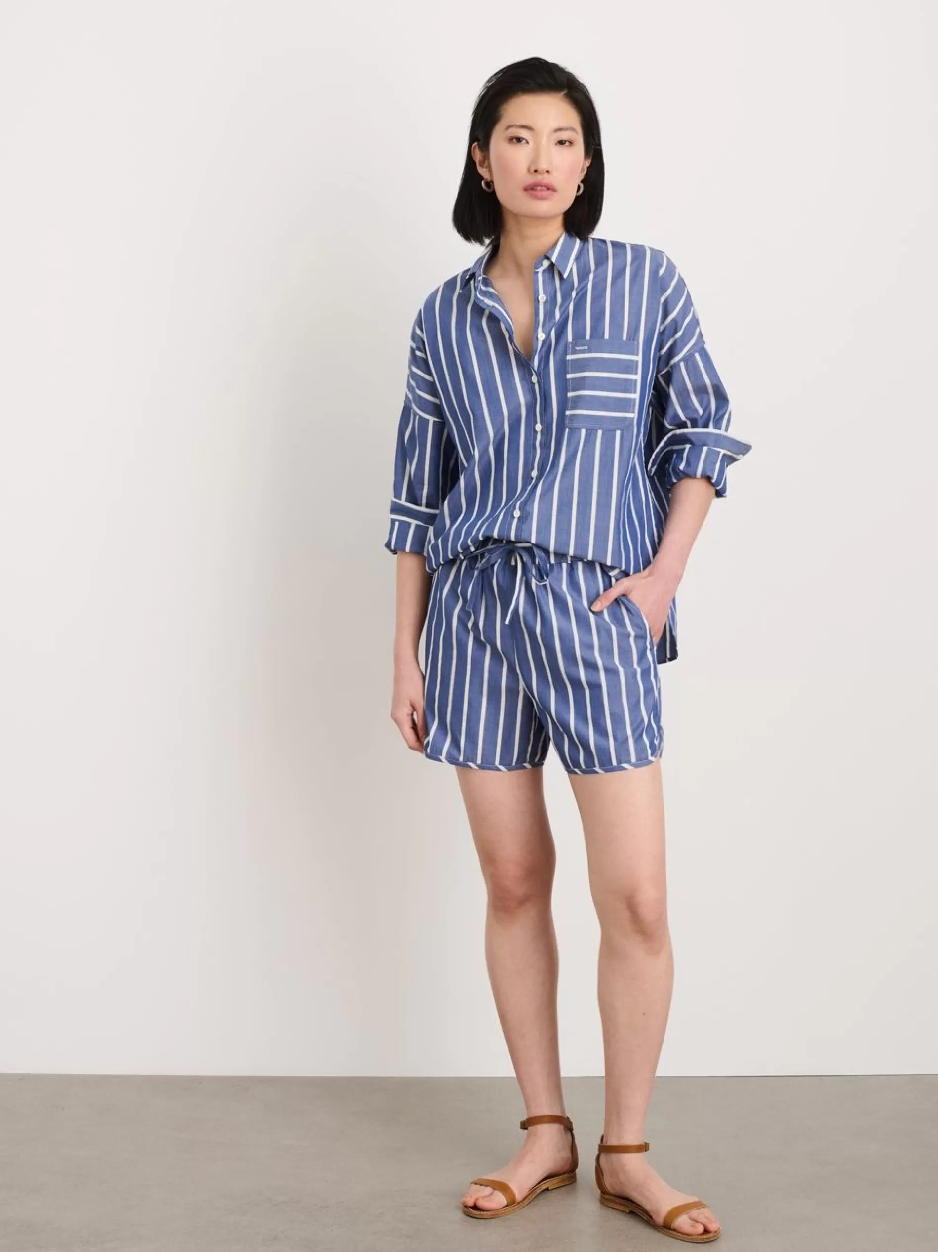 Alex Mill Rework Sunny Pull On Short In Wide Stripe Store