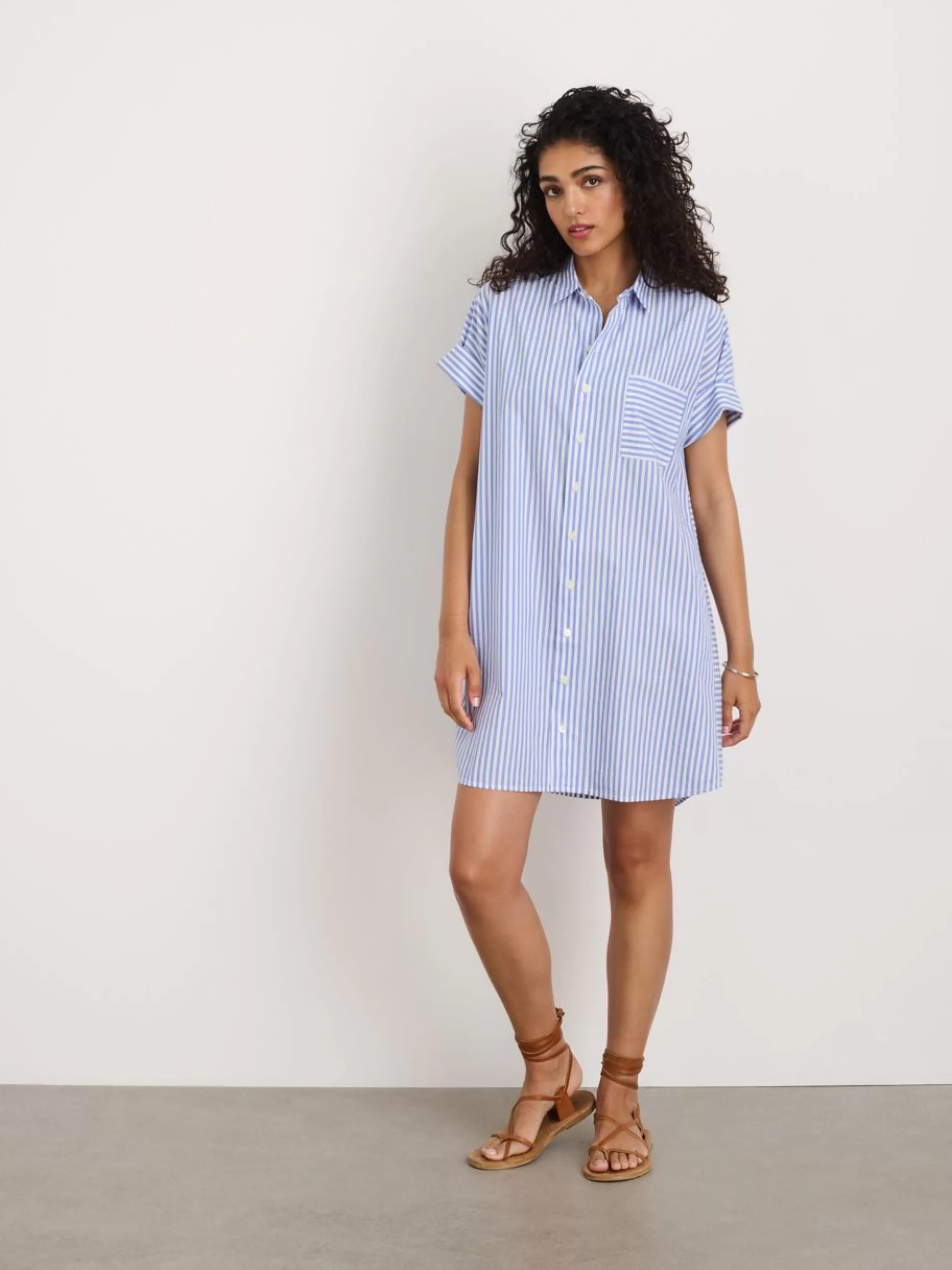 Alex Mill Short Sleeve Standard Shirtdress French Blue/White Cheap