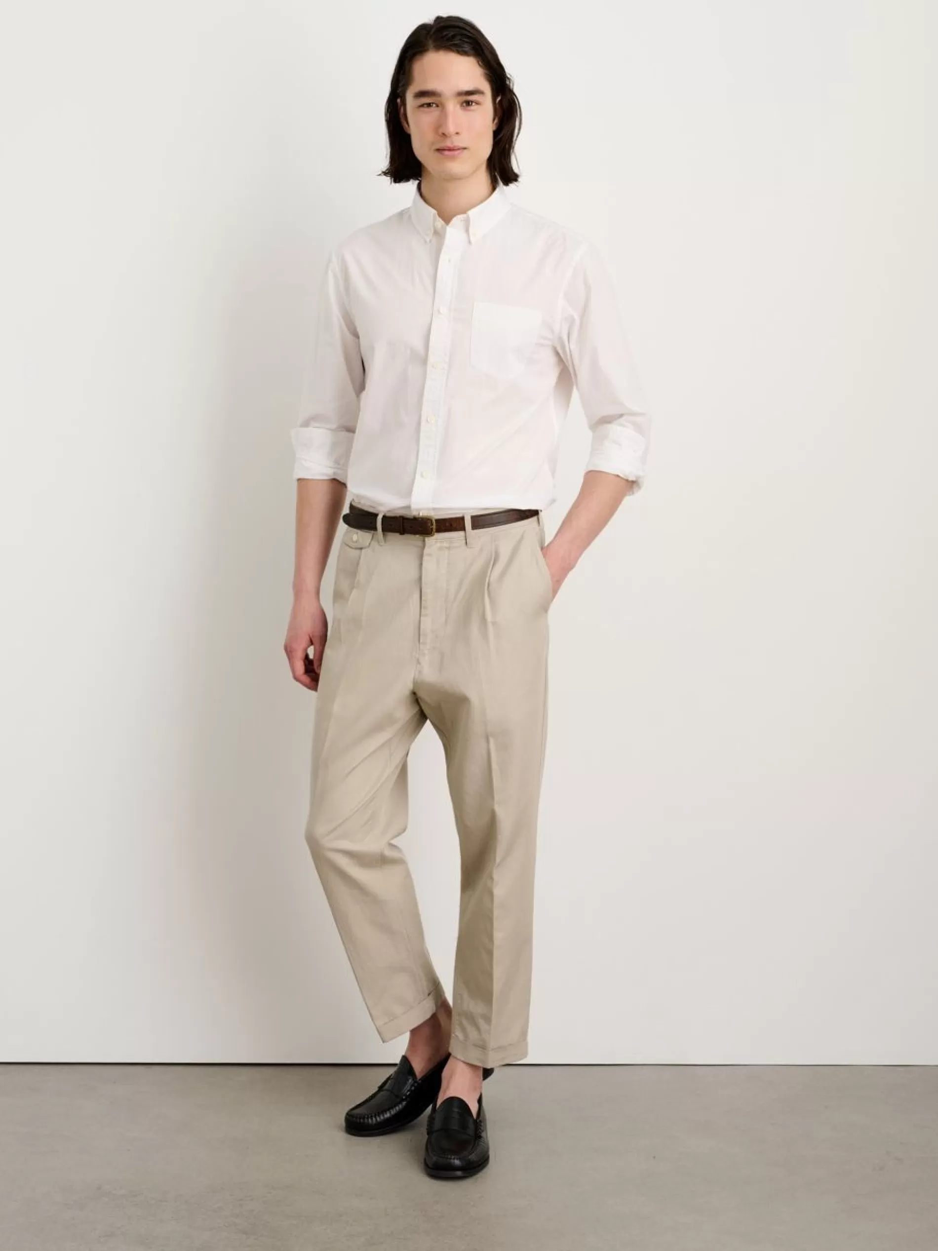 Alex Mill Standard Pleated Pant In Cotton Linen Dark Navy Cheap