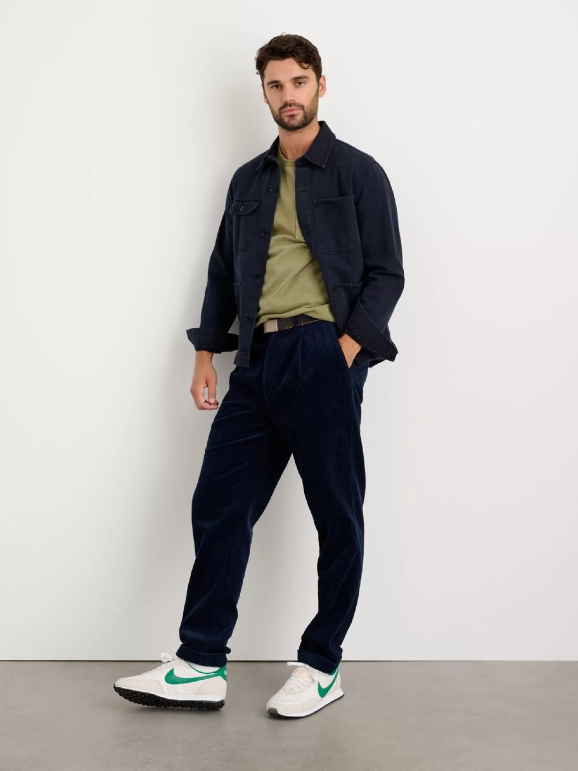 Alex Mill Standard Pleated Pant In Rugged Cord (Long Inseam) Dark Navy Clearance