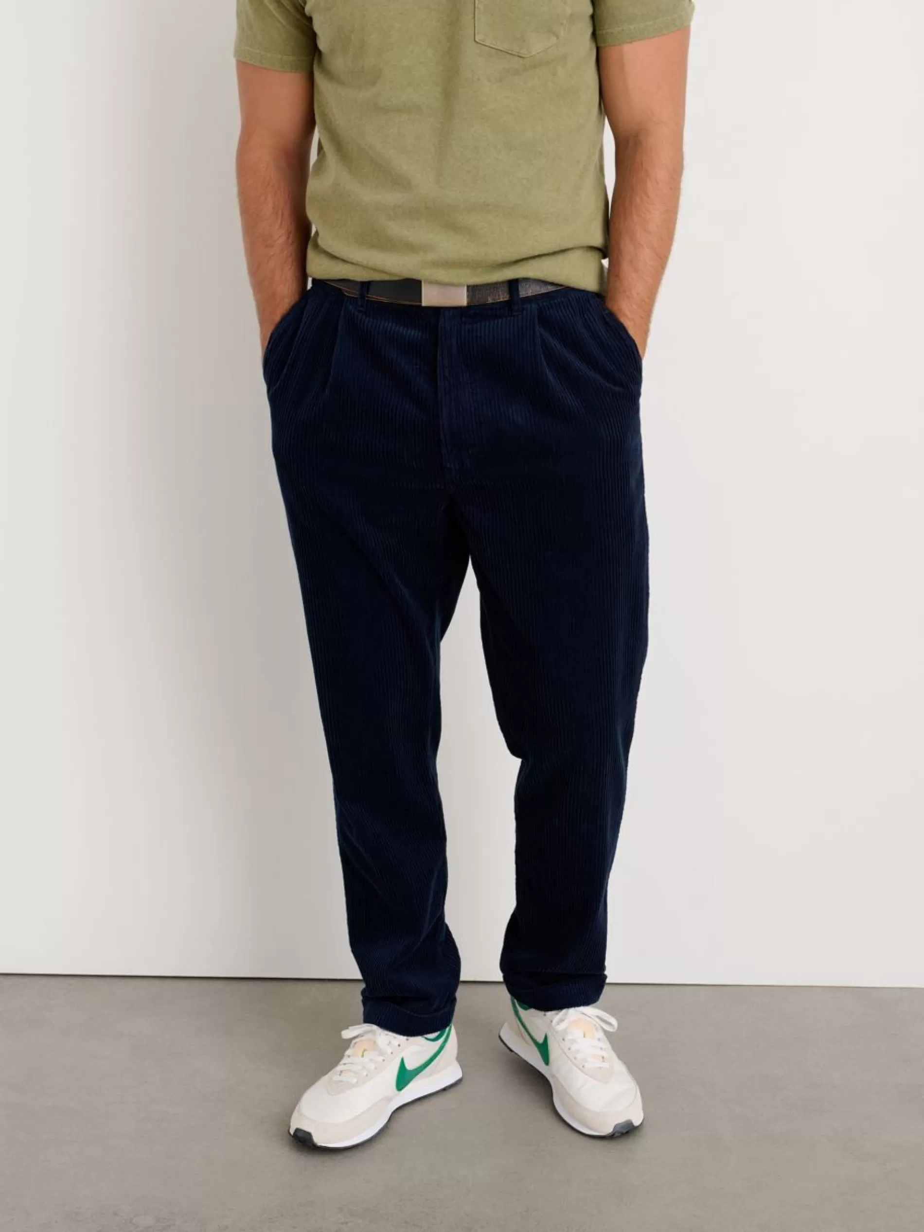 Alex Mill Standard Pleated Pant In Rugged Cord (Long Inseam) Dark Navy Clearance