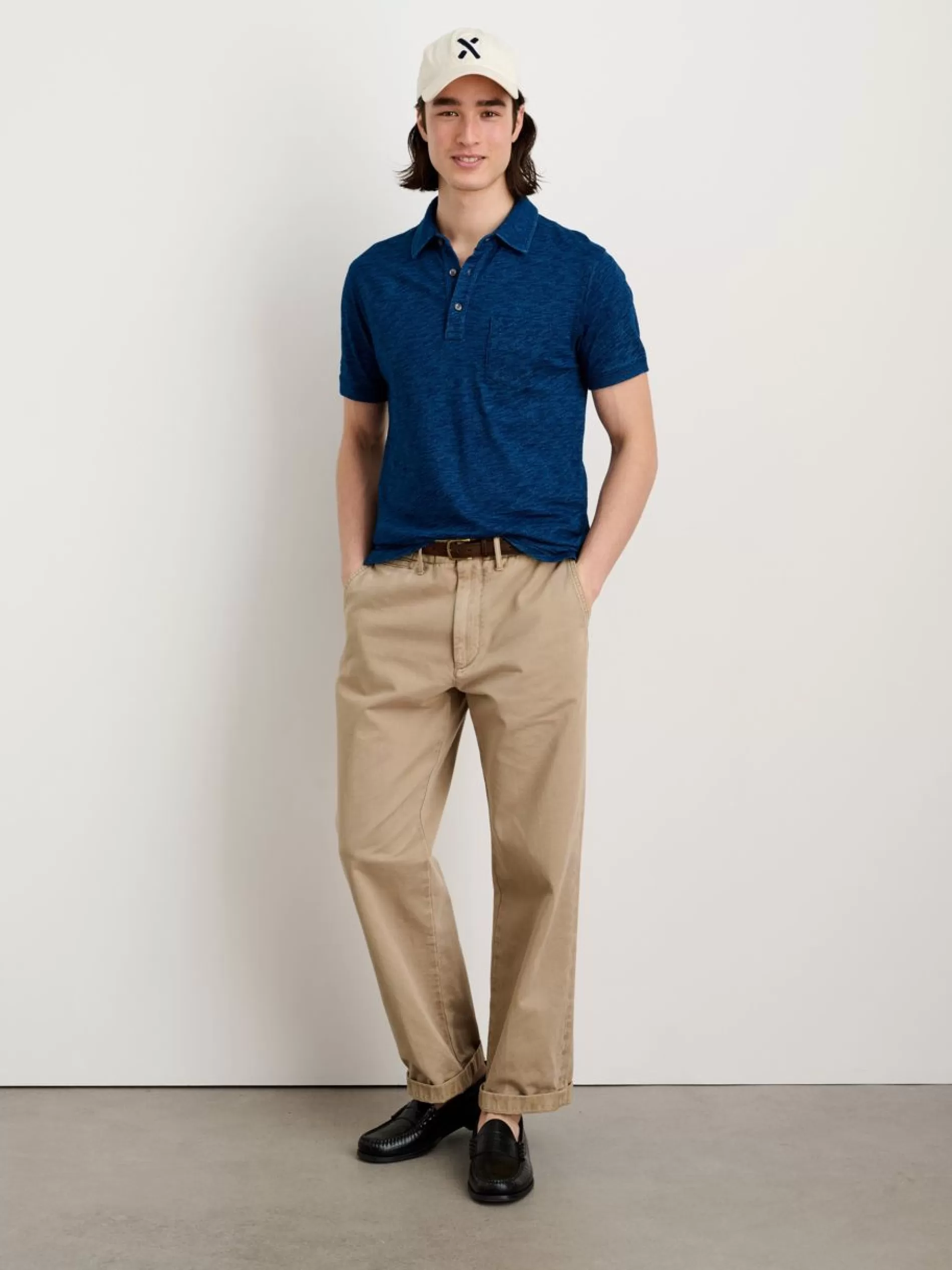 Alex Mill Standard Polo In Indigo Slub Cotton Dark Indigo Best