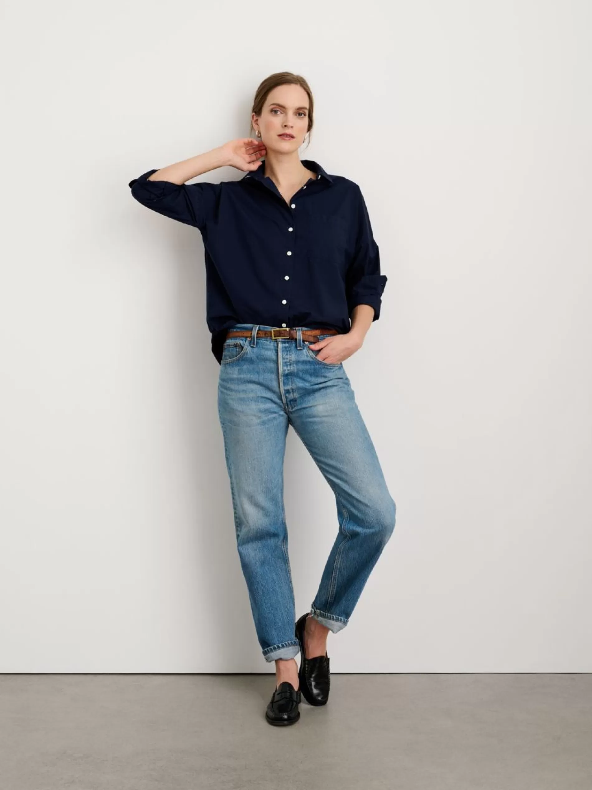 Alex Mill Standard Shirt In Paper Poplin Dark Navy Best