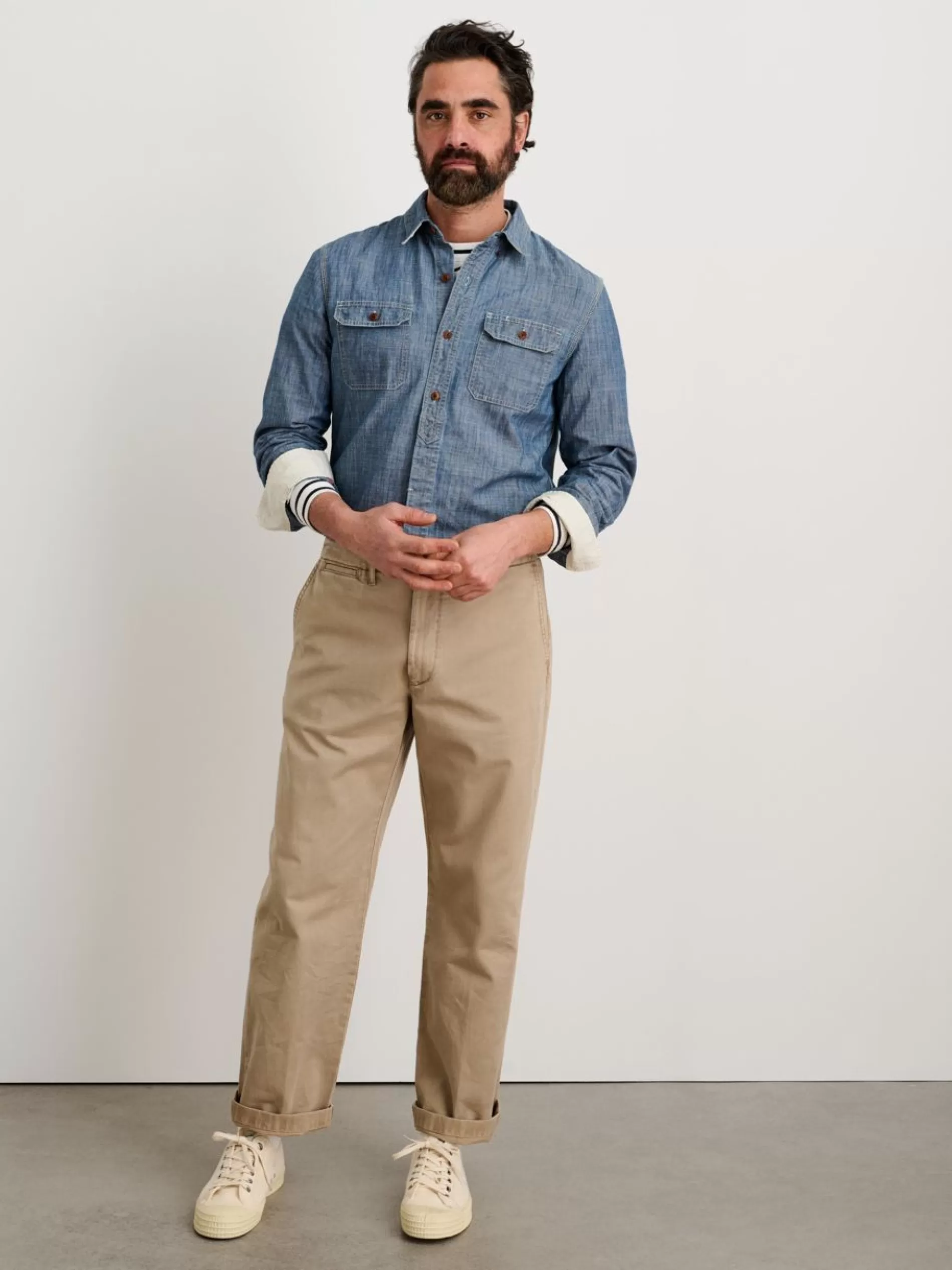 Alex Mill Straight Leg Pant In Vintage Washed Chino Faded Khaki Clearance