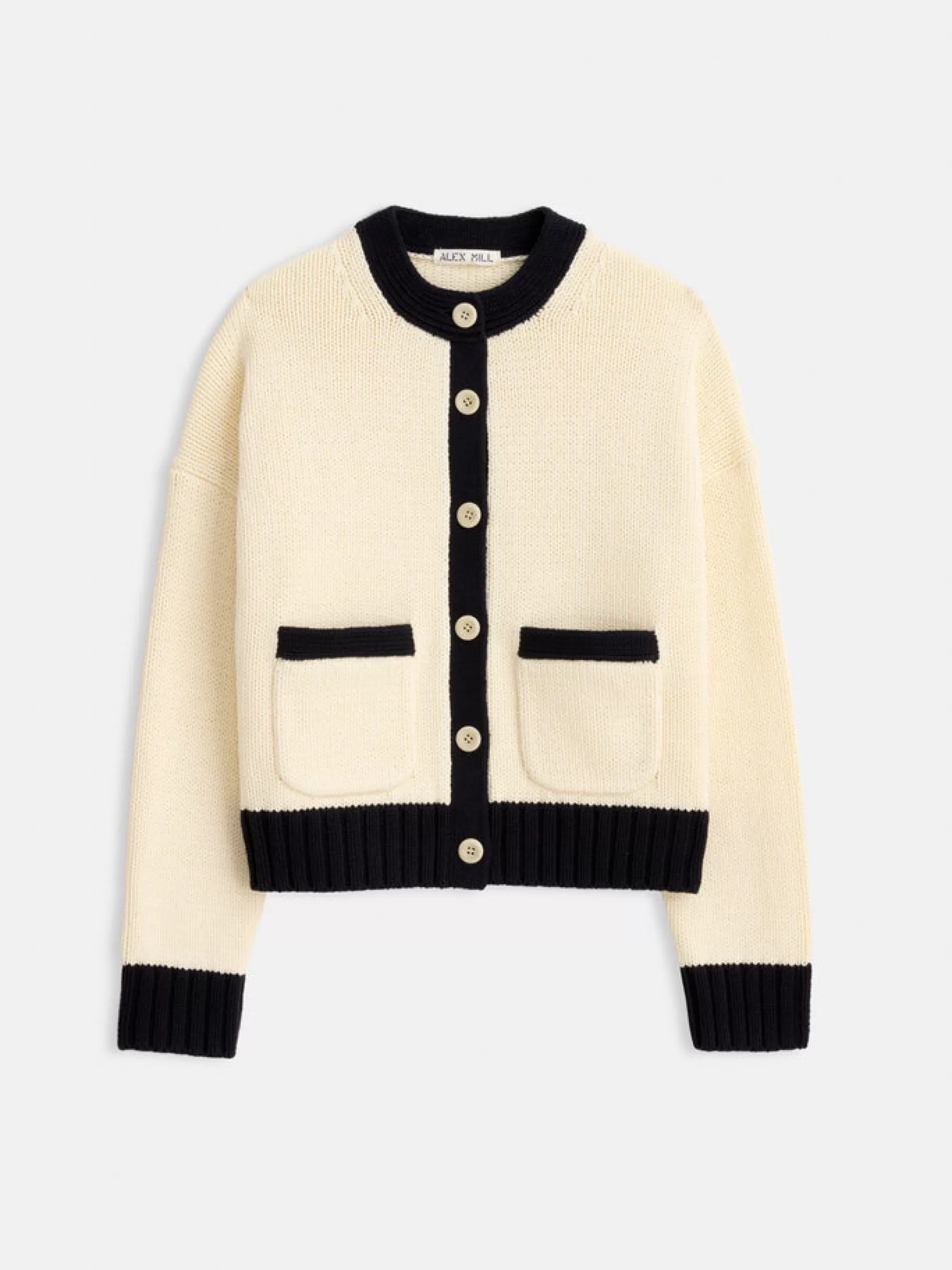 Alex Mill Tipped Nico Cardigan Ivory/Black Shop