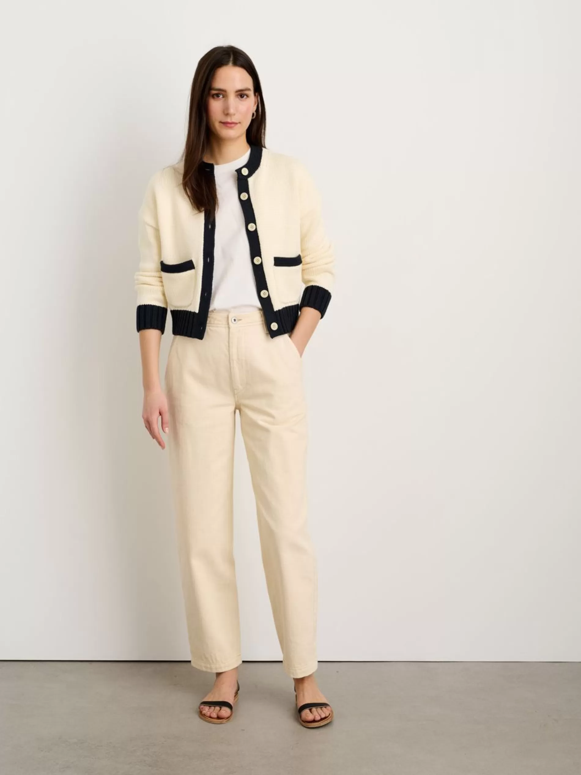 Alex Mill Tipped Nico Cardigan Ivory/Black Shop